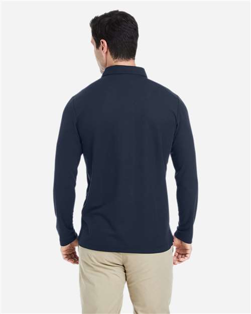 Core 365 CE112L Men's Fusion ChromaSoft Long Sleeve Pique Polo - Classic Navy - model back