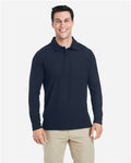 Core 365 CE112L Men's Fusion ChromaSoft Long Sleeve Pique Polo - Classic Navy - model front