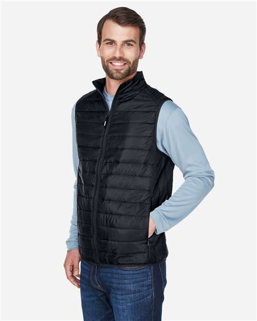 Core 365 CE702 Men's Prevail Packable Puffer Vest - Black - model side