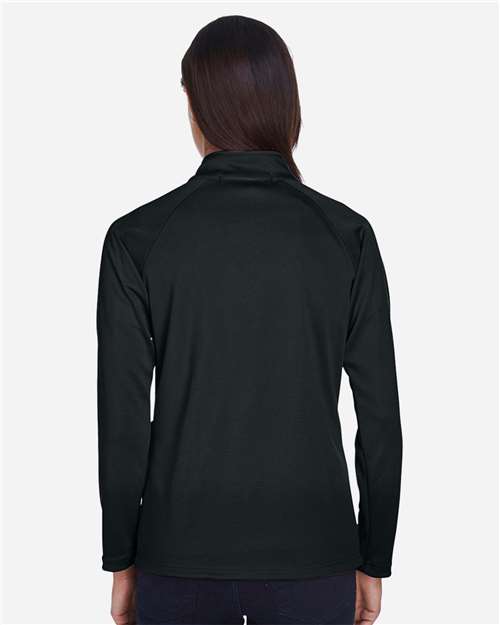 Devon & Jones DG440W Women's Stretch Tech-Shell Compass Quarter-Zip Pullover - Black - model back
