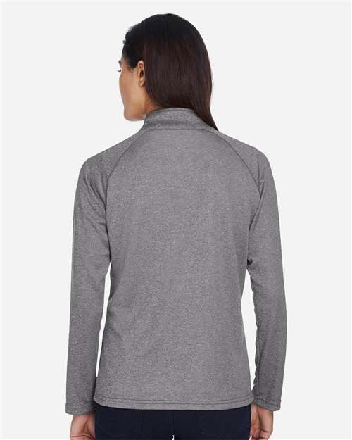 Devon & Jones DG440W Women's Stretch Tech-Shell Compass Quarter-Zip Pullover - Dark Grey Heather - model back