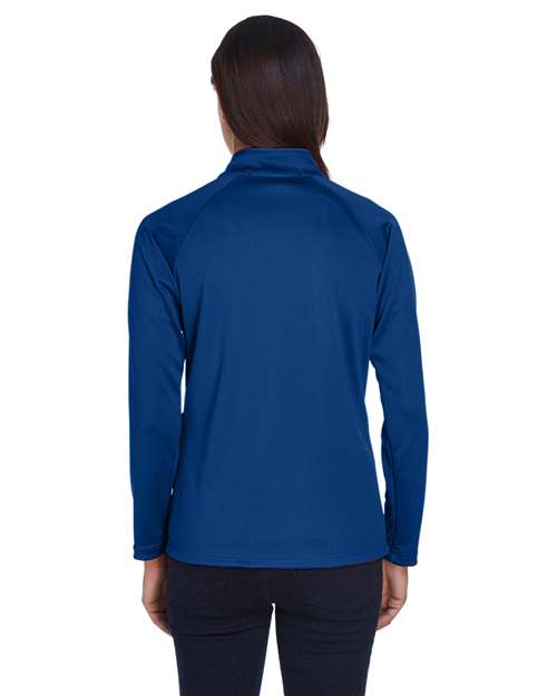 Devon & Jones DG440W Women's Stretch Tech-Shell Compass Quarter-Zip Pullover - True Royal - model back