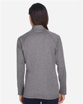 Devon & Jones DG420W Women's Stretch Tech-Shell Compass Full-Zip Jacket - Dark Grey Heather - model back