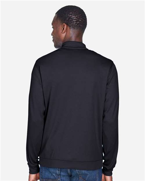 Devon & Jones DG479 Men's DRYTEC20 Performance Quarter-Zip Pullover - Black/ Grey Heather/ Graphite - model back