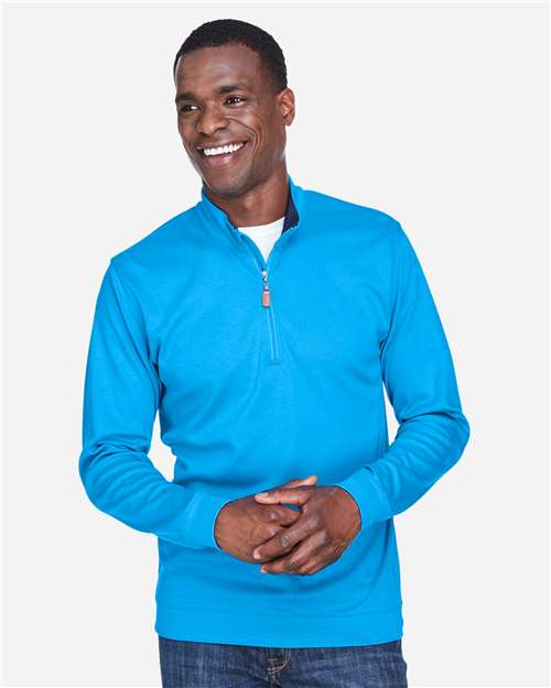 Devon & Jones DG479 Men's DRYTEC20 Performance Quarter-Zip Pullover - Ocean Blue/ Navy/ Ocean Blue - model front