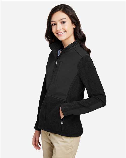Core 365 CE890W Women's Journey Summit Hybrid Full-Zip - Black/ Black - model side