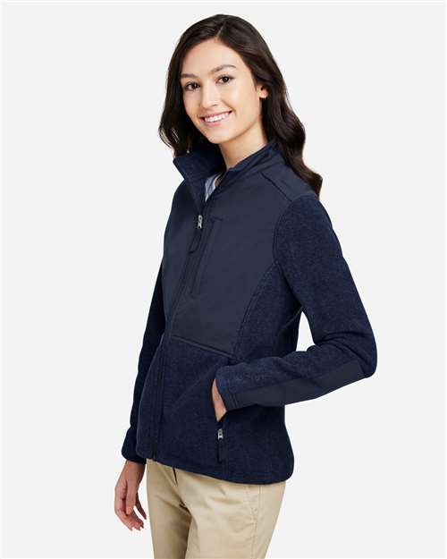 Core 365 CE890W Women's Journey Summit Hybrid Full-Zip - Classic Navy/ Classic Navy - model side