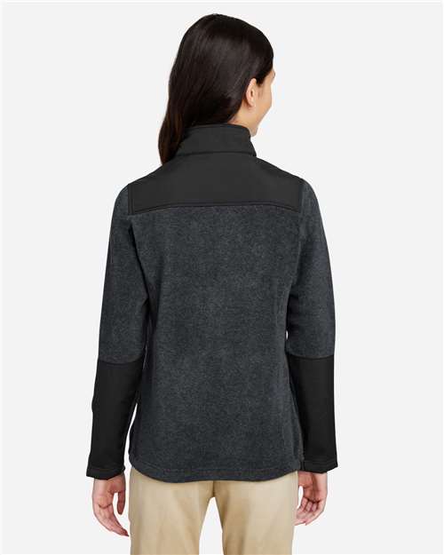 Core 365 CE890W Women's Journey Summit Hybrid Full-Zip - Heather Charcoal/ Black - model back