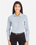 Devon & Jones DG540W Women's CrownLux Performance Micro Windowpane Woven Dress Shirt - Navy/ White - model front