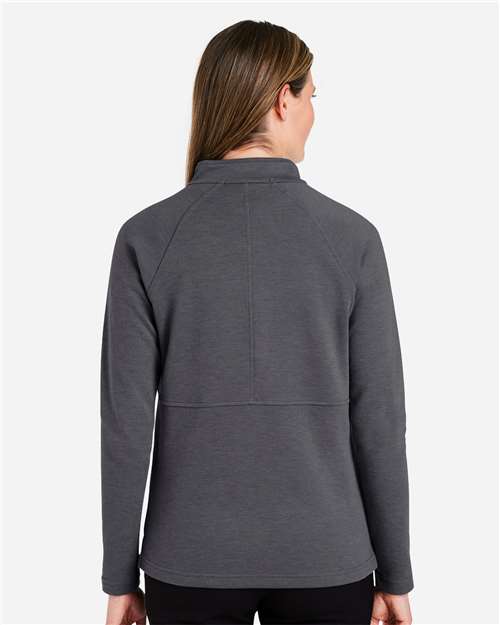 Devon & Jones DG481WZ Women's New Classics Charleston Quarter-Zip Pullover - Black Melange - model back