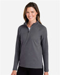 Devon & Jones DG481WZ Women's New Classics Charleston Quarter-Zip Pullover - Black Melange - model side