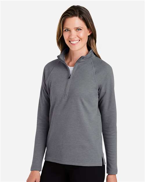Devon & Jones DG481WZ Women's New Classics Charleston Quarter-Zip Pullover - Graphite Melange - model side