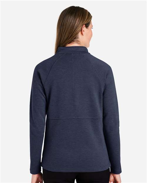 Devon & Jones DG481WZ Women's New Classics Charleston Quarter-Zip Pullover - Navy Melange - model back