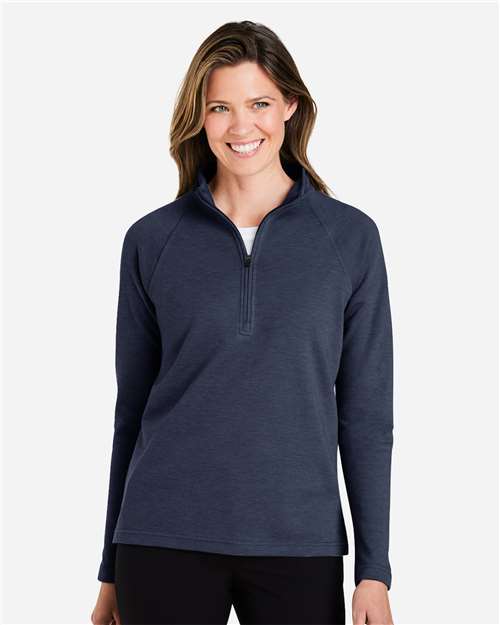 Devon & Jones DG481WZ Women's New Classics Charleston Quarter-Zip Pullover - Navy Melange - model front