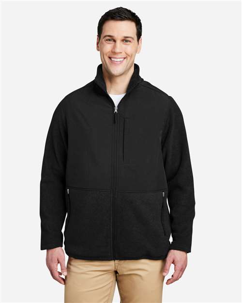 Core 365 CE890 Men's Journey Summit Hybrid Full-Zip - Black/ Black - model front
