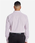 Devon & Jones DG540 Men's CrownLux Performance Micro Windowpane Woven Dress Shirt - Burgundy/ White - model back