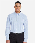Devon & Jones DG540 Men's CrownLux Performance Micro Windowpane Woven Dress Shirt - French Blue/ White - model front