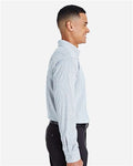 Devon & Jones DG540 Men's CrownLux Performance Micro Windowpane Woven Dress Shirt - Navy/ White - model side