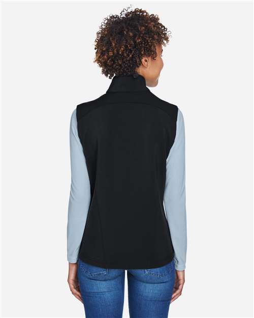 Core 365 CE701W Women's Cruise Two-Layer Fleece Bonded Soft Shell Vest - Black - model back