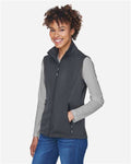 Core 365 CE701W Women's Cruise Two-Layer Fleece Bonded Soft Shell Vest - Carbon - model side