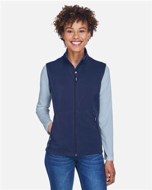 Core 365 CE701W Women's Cruise Two-Layer Fleece Bonded Soft Shell Vest - Classic Navy - model front
