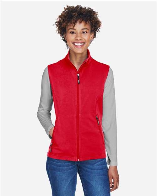 Core 365 CE701W Women's Cruise Two-Layer Fleece Bonded Soft Shell Vest - Classic Red - model front