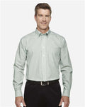 Devon & Jones D645 Men's Crown Collection Banker Stripe Woven Dress Shirt - Dill - model front