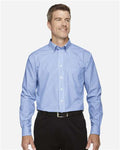 Devon & Jones D645 Men's Crown Collection Banker Stripe Woven Dress Shirt - French Blue - model front