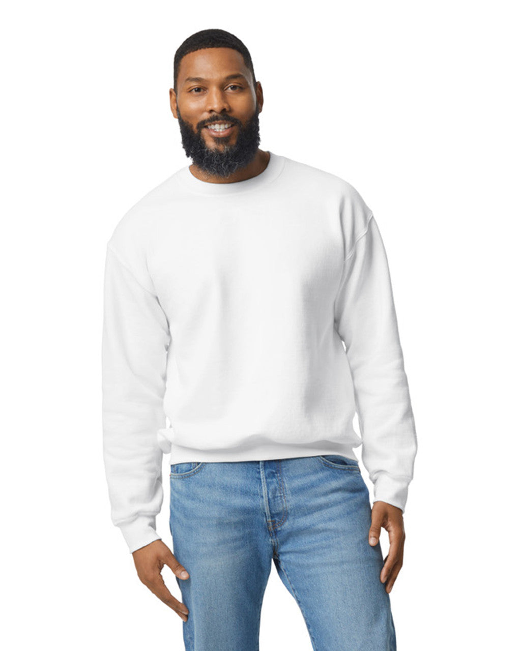 Gildan G120 DryBlend Crewneck Sweatshirt - White - model front