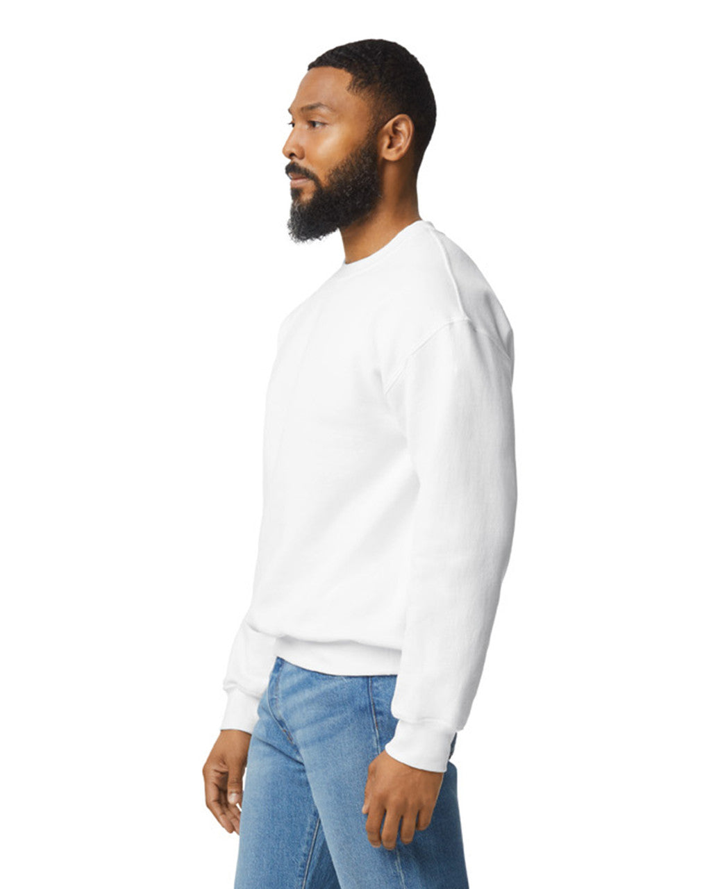 Gildan G120 DryBlend Crewneck Sweatshirt - White - model side