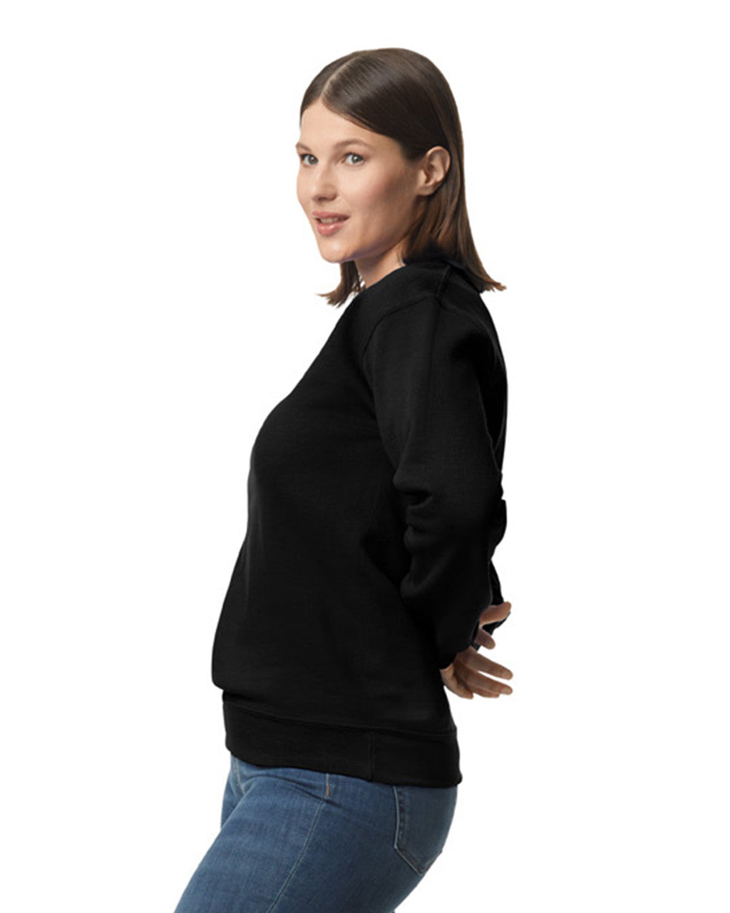 Gildan G120 DryBlend Crewneck Sweatshirt - Black - model side