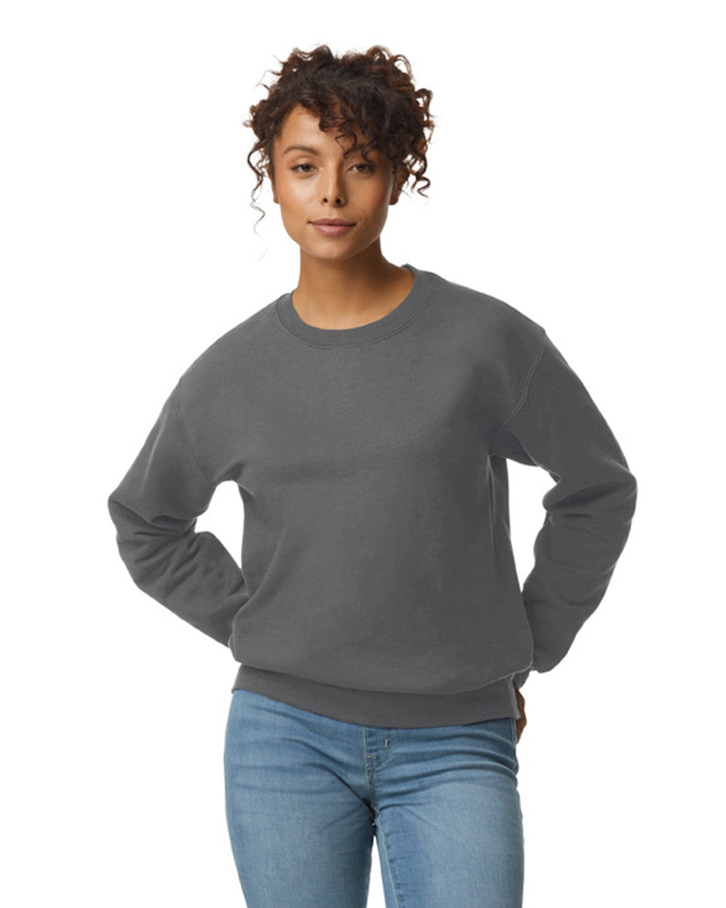 Gildan G120 DryBlend Crewneck Sweatshirt - Charcoal - model front
