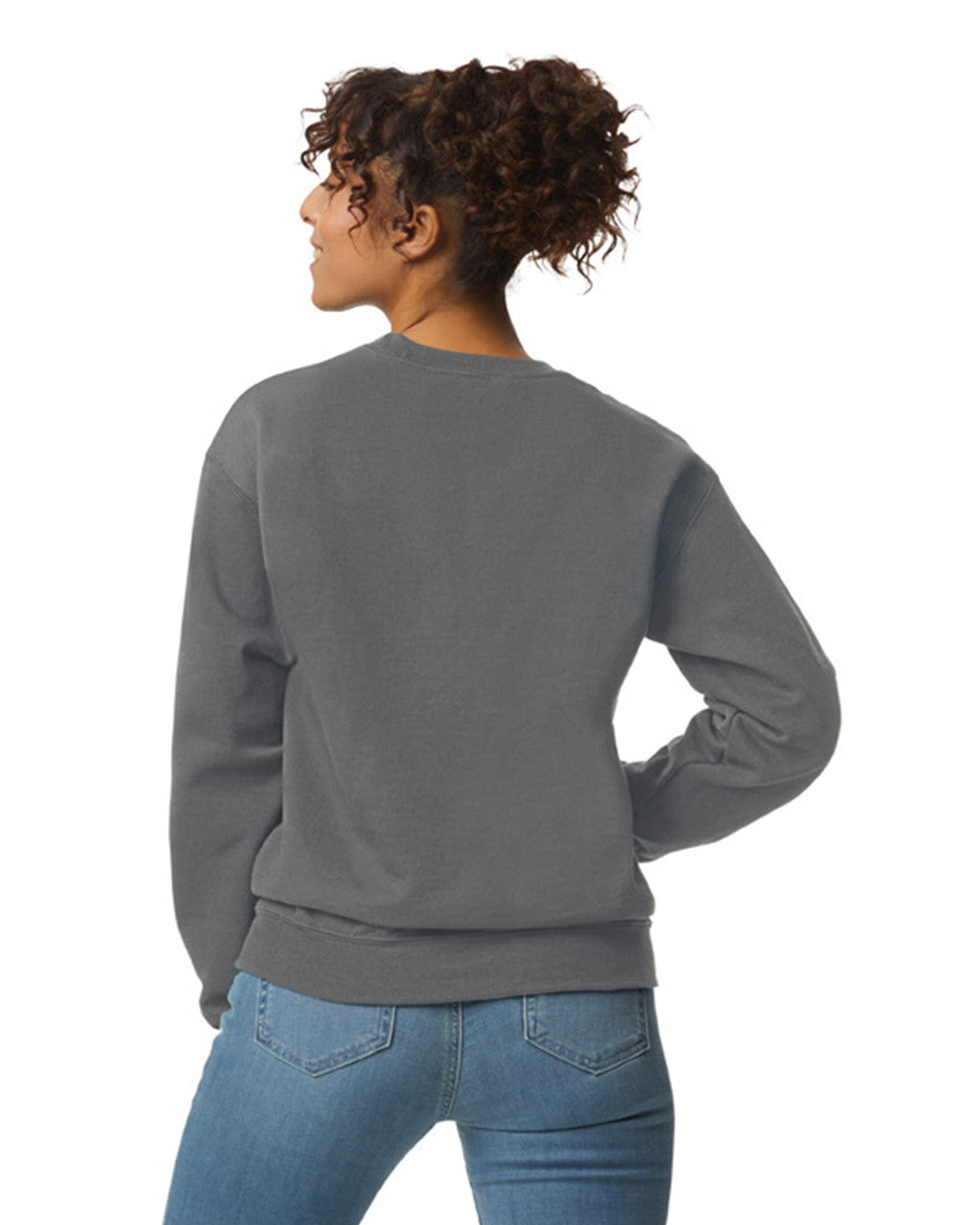 Gildan G120 DryBlend Crewneck Sweatshirt - Charcoal - model back