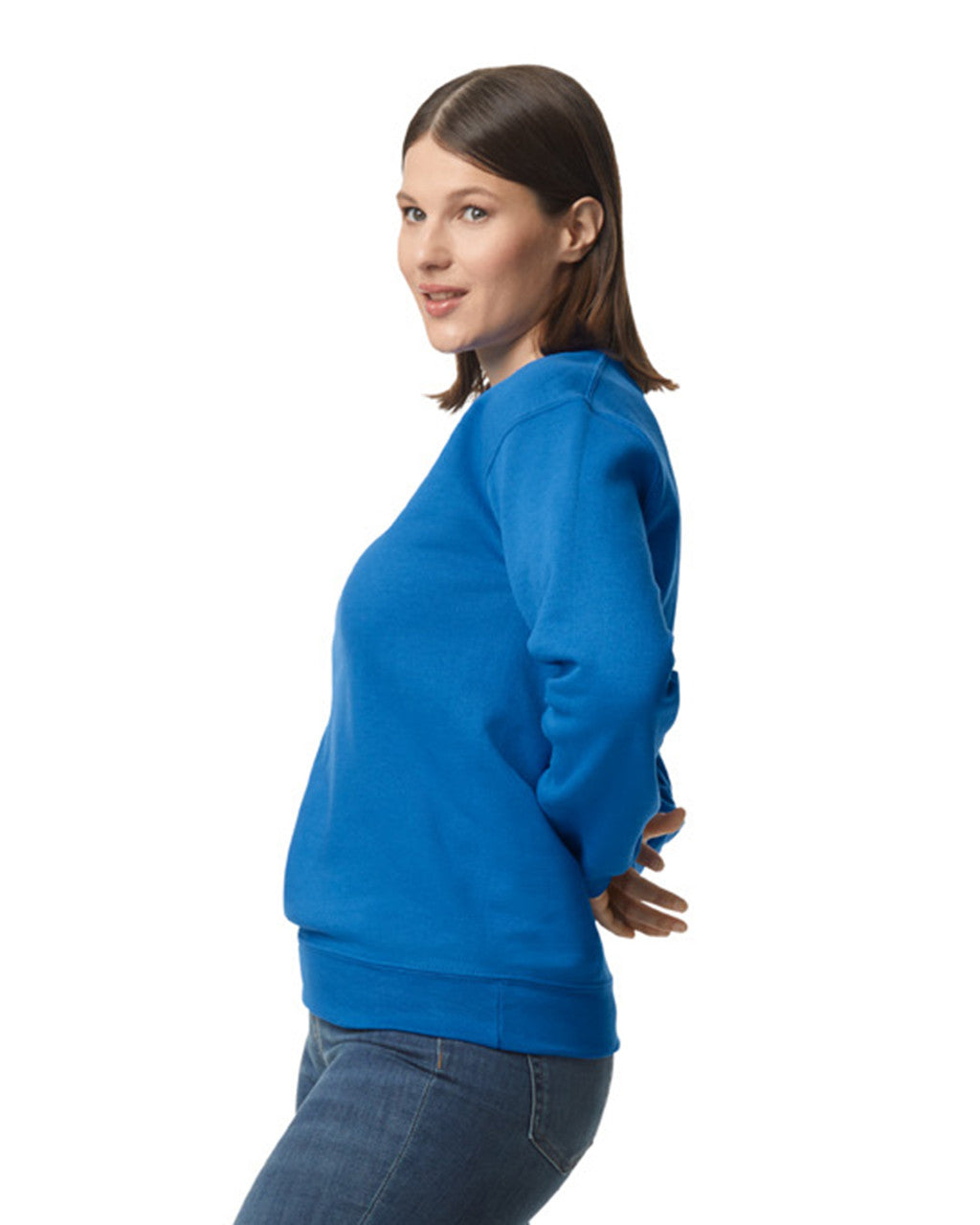 Gildan G120 DryBlend Crewneck Sweatshirt - Royal - model side