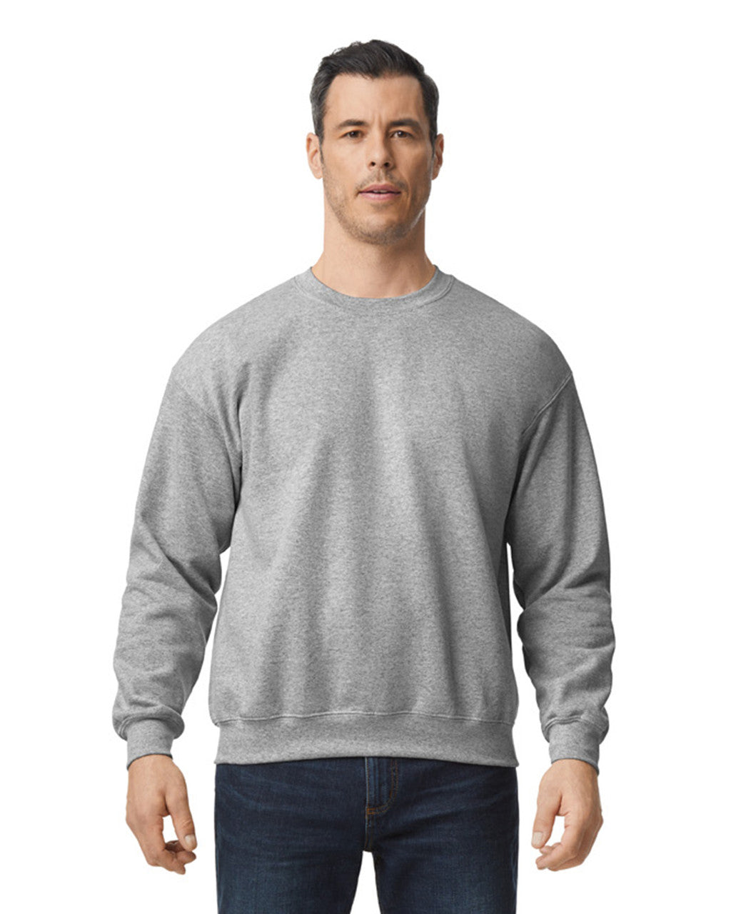Gildan G120 DryBlend Crewneck Sweatshirt - Sport Grey - model front