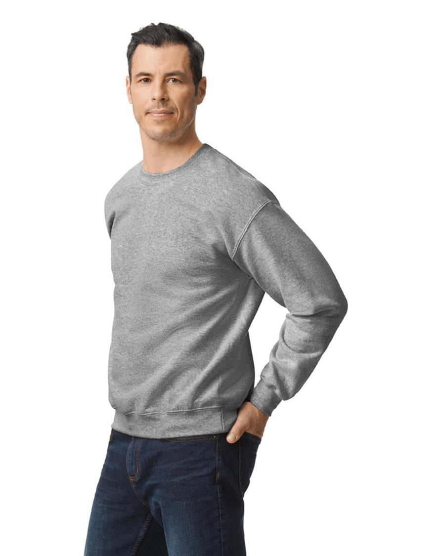 Gildan G120 DryBlend Crewneck Sweatshirt - Sport Grey - model side