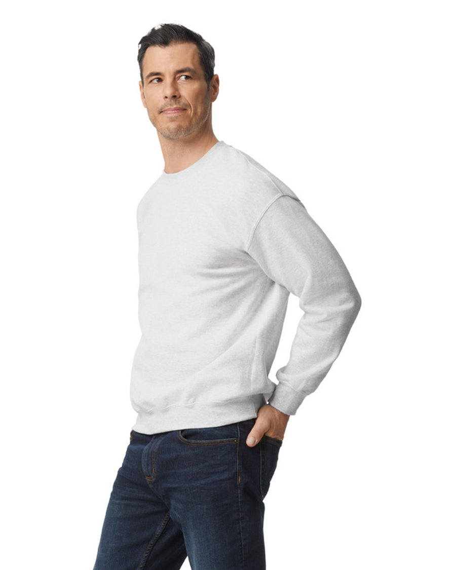 Gildan G120 DryBlend Crewneck Sweatshirt - Ash - model side