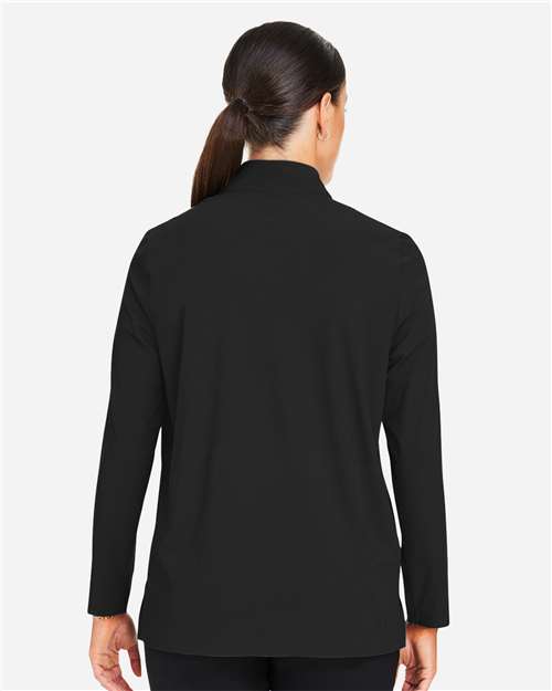 Devon & Jones DG410W Women's CrownLux Performance Windsor Welded Quarter-Zip Pullover - Black - model back