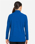 Devon & Jones DG410W Women's CrownLux Performance Windsor Welded Quarter-Zip Pullover - French Blue - model back