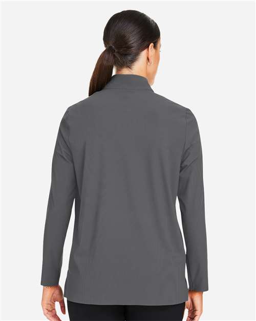 Devon & Jones DG410W Women's CrownLux Performance Windsor Welded Quarter-Zip Pullover - Graphite - model back