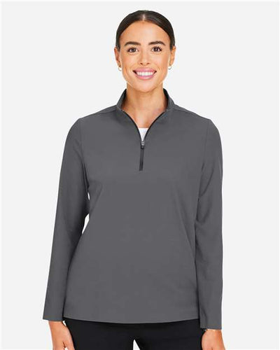 Devon & Jones DG410W Women's CrownLux Performance Windsor Welded Quarter-Zip Pullover - Graphite - model front
