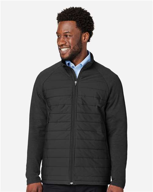 Devon & Jones DG704 Men's New Classics Charleston Hybrid Jacket - Black/ Melange Black - model front