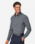 Devon & Jones DG505 Men's CrownLux Performance Spencer Poplin Dress Shirt - Graphite Melange - model side