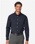 Devon & Jones DG505 Men's CrownLux Performance Spencer Poplin Dress Shirt - Navy Melange - model front