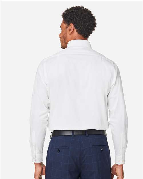 Devon & Jones DG505 Men's CrownLux Performance Spencer Poplin Dress Shirt - White - model back