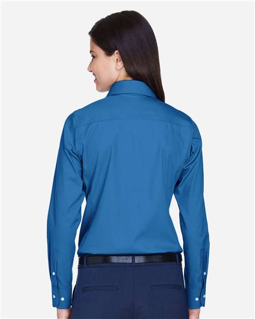 Devon & Jones D630W Women's Crown Collection Oxford Woven Dress Shirt - French Blue - model back