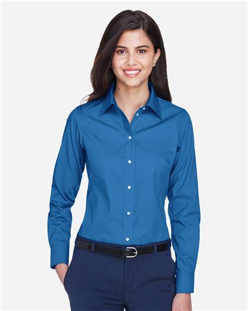 Devon & Jones D630W Women's Crown Collection Oxford Woven Dress Shirt - French Blue - model front