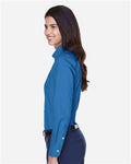Devon & Jones D630W Women's Crown Collection Oxford Woven Dress Shirt - French Blue - model side