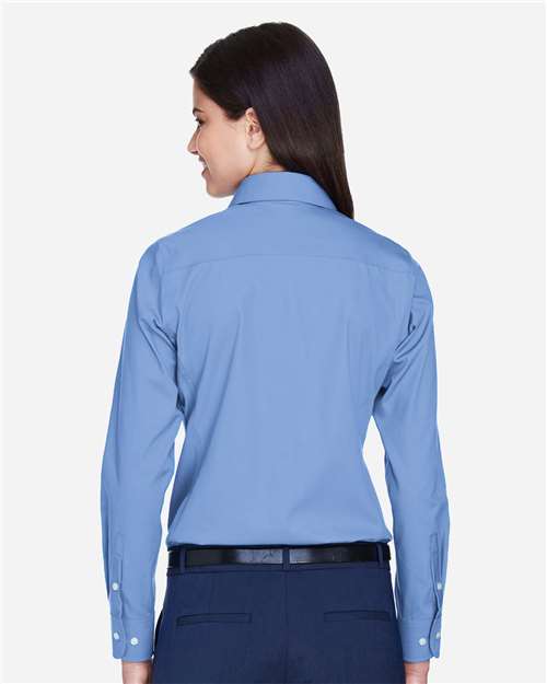 Devon & Jones D630W Women's Crown Collection Oxford Woven Dress Shirt - Light Blue - model back