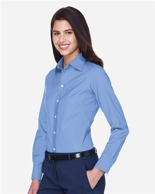 Devon & Jones D630W Women's Crown Collection Oxford Woven Dress Shirt - Light Blue - model side